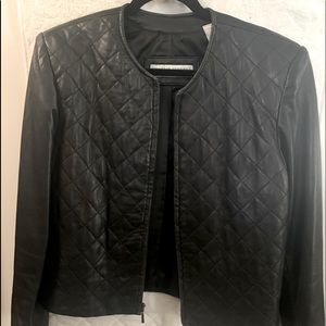 Vintage style black leather jacket